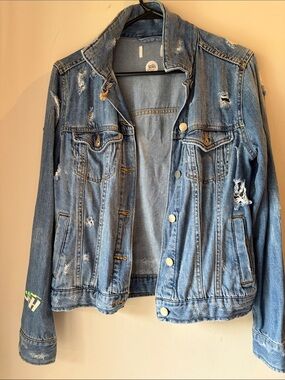 Light Blue Distressed Denim Jacket - Women's Casual Jean Jacket